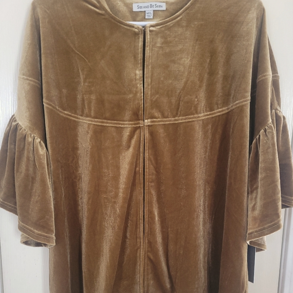 Gold Velvet flare sleeve Kimono/ Cardigan